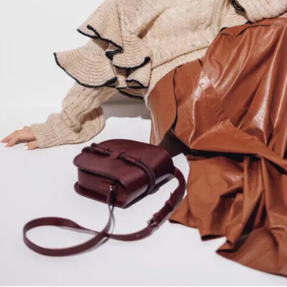 Comptoir des Cotonniers | Burgundy Leather Crossbody Bag - Picture 1 of 1